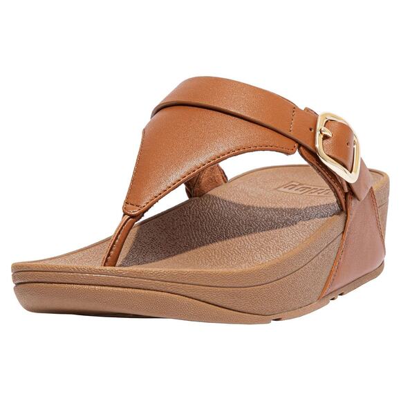 FitFlop™ Women's Lulu Adjustable Leather Toe-Post Sandals - Light Tan NIB - Picture 1 of 1